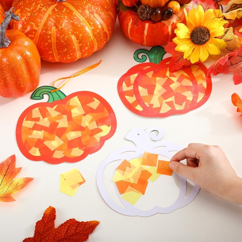 Chiisong 24 Sets Pumpkin Crafts Kit DIY Tissue Paper Sign Crafts for Back to School Fall Harvest Thanksgiving Religious Christian Party Fun Home Actives - Image 4